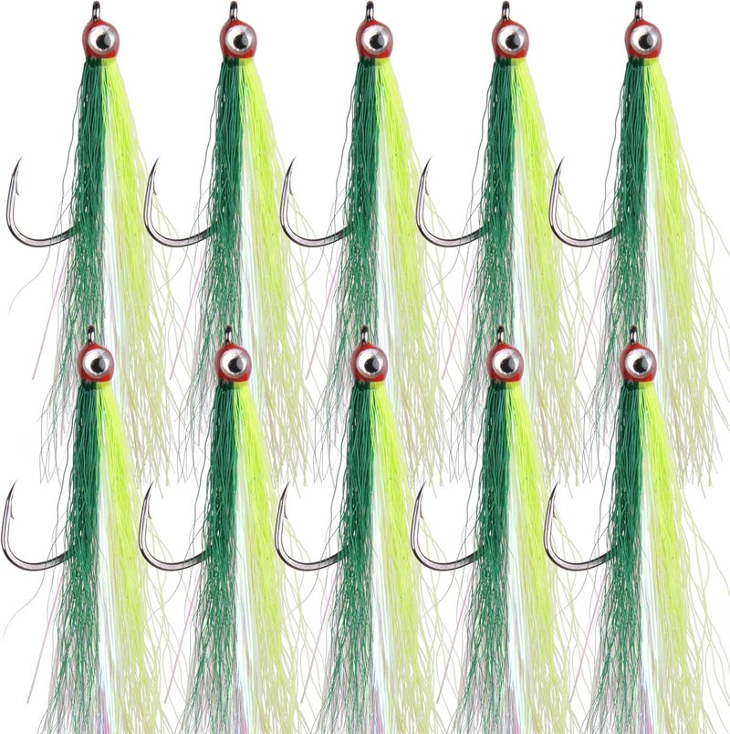 FUSIGO Clouser Minnow Fishing Flies, 10pcs Saltwater Fly Fishing Lures Hand Tied Clouser Minnow Fly Streamer Hooks for Bass Striper Flounder Saltwater Freshwater - Image 1